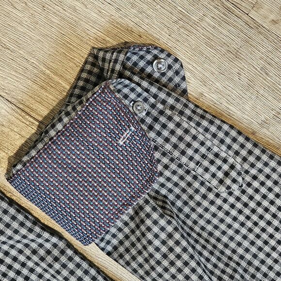 XL EGARA Men’s No-Iron Long Sleeve w/Flip Cuff Button Down Shirt Grey Check - Picture 9 of 12